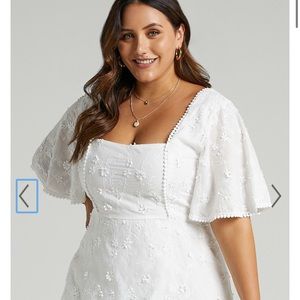 FANCY A SPRITZ SQUARE NECK MINI DRESS IN WHITE EMBROIDERY